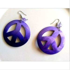Mother of Pearl Purple Peace Earrings 4th of July